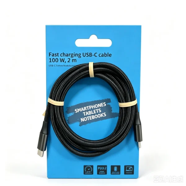 USB-C to USB-C 3A Fast Charging Cable, Nylon Braided (Model 1001)